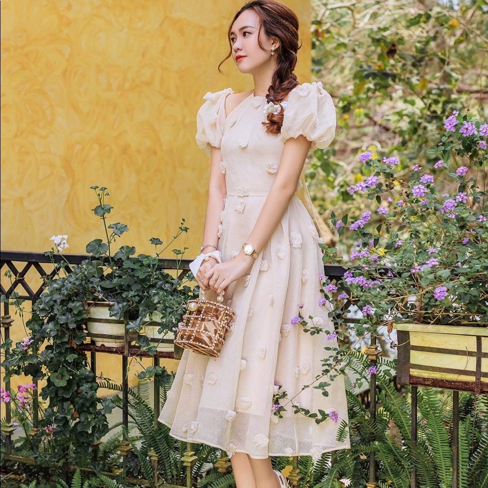 Beige midi dress